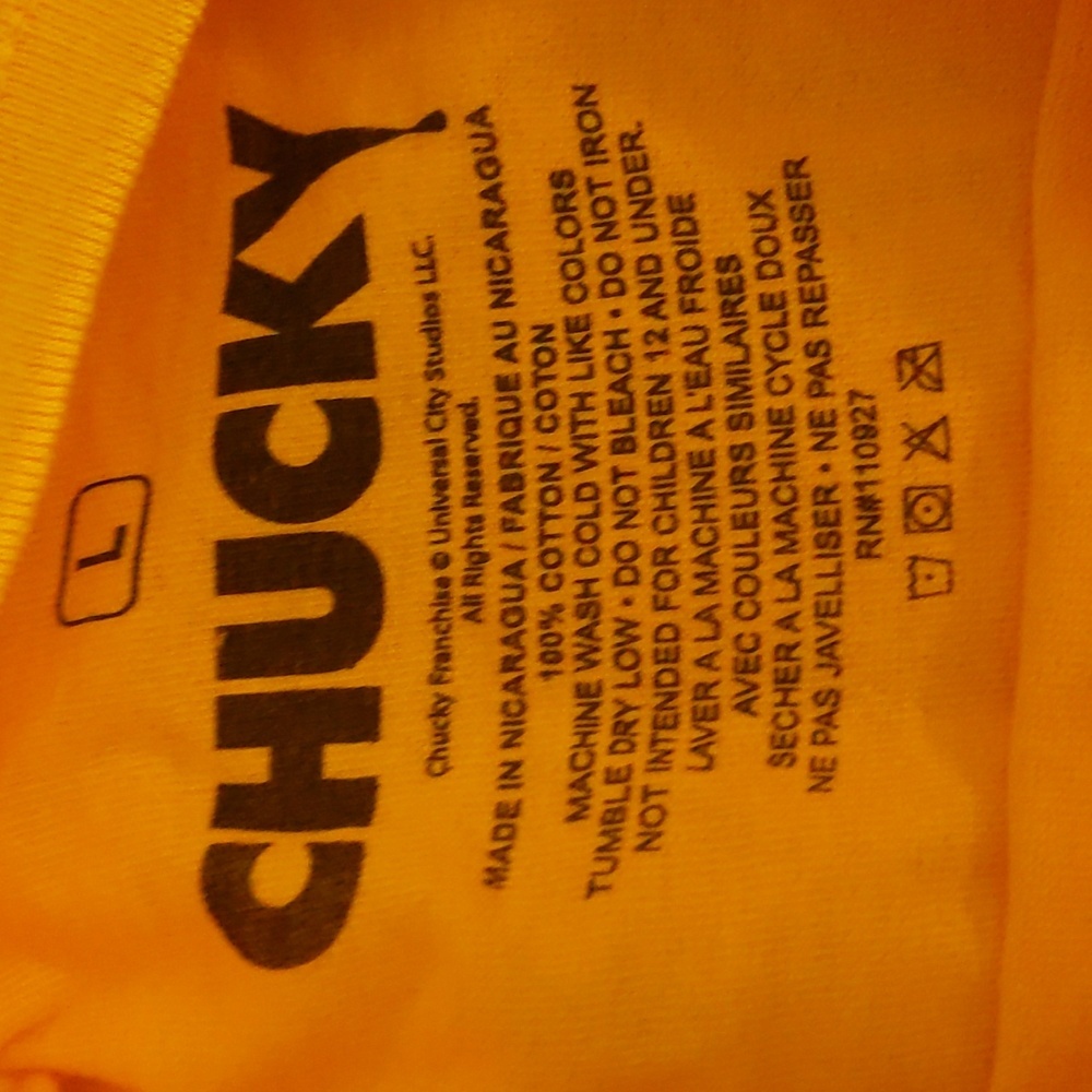 Vintage Classic Movie Horror Themed Yellow Chucky T-Shirt Cotton - Picture 8 of 8